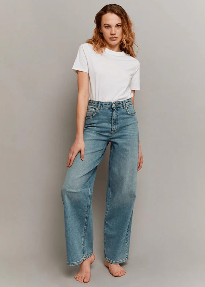 Dust Blue Wide Leg Jeans