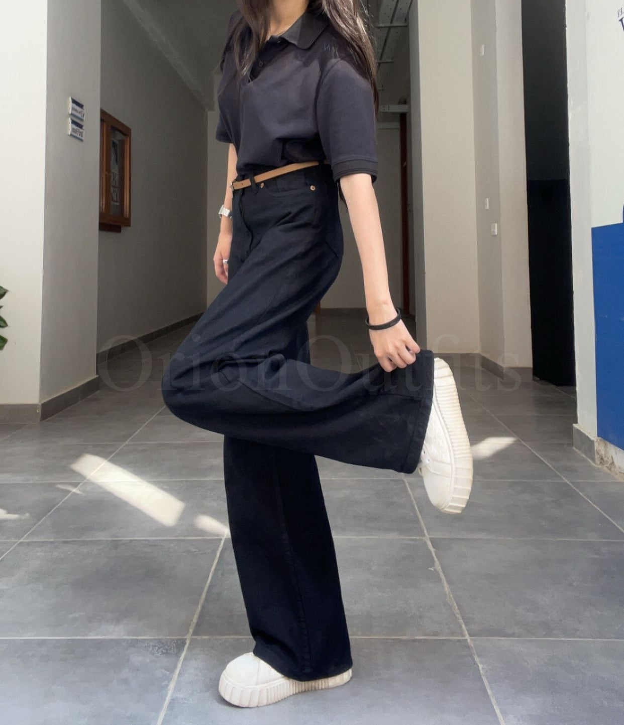 Pure Black Wide Leg Jeans