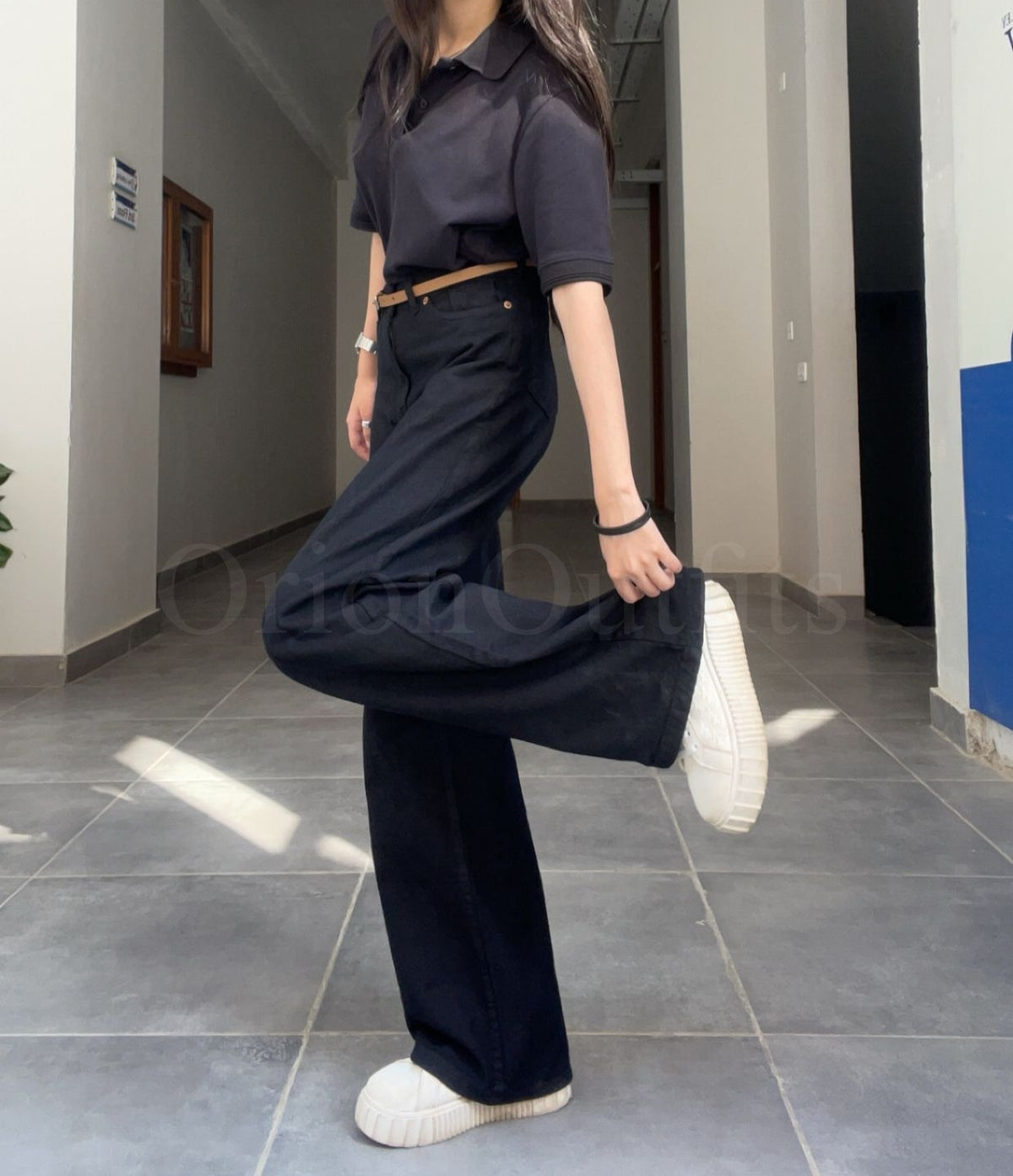 Pure Black Wide Leg Jeans