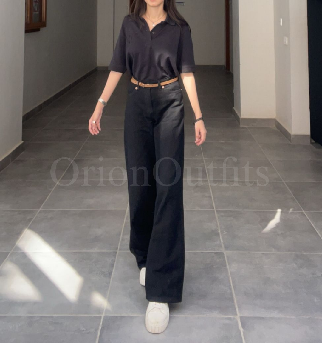 Pure Black Wide Leg Jeans