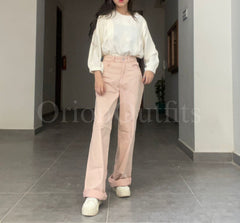 Light Pink Wide Leg Jeans