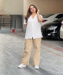 Beige Old Money Wide Leg Jeans