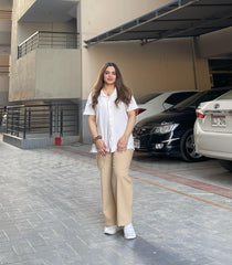 Beige Old Money Wide Leg Jeans