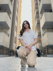 Beige Old Money Wide Leg Jeans